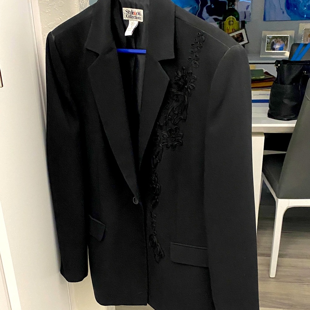 Style & co Collection Black Blazer with Floral Detail
